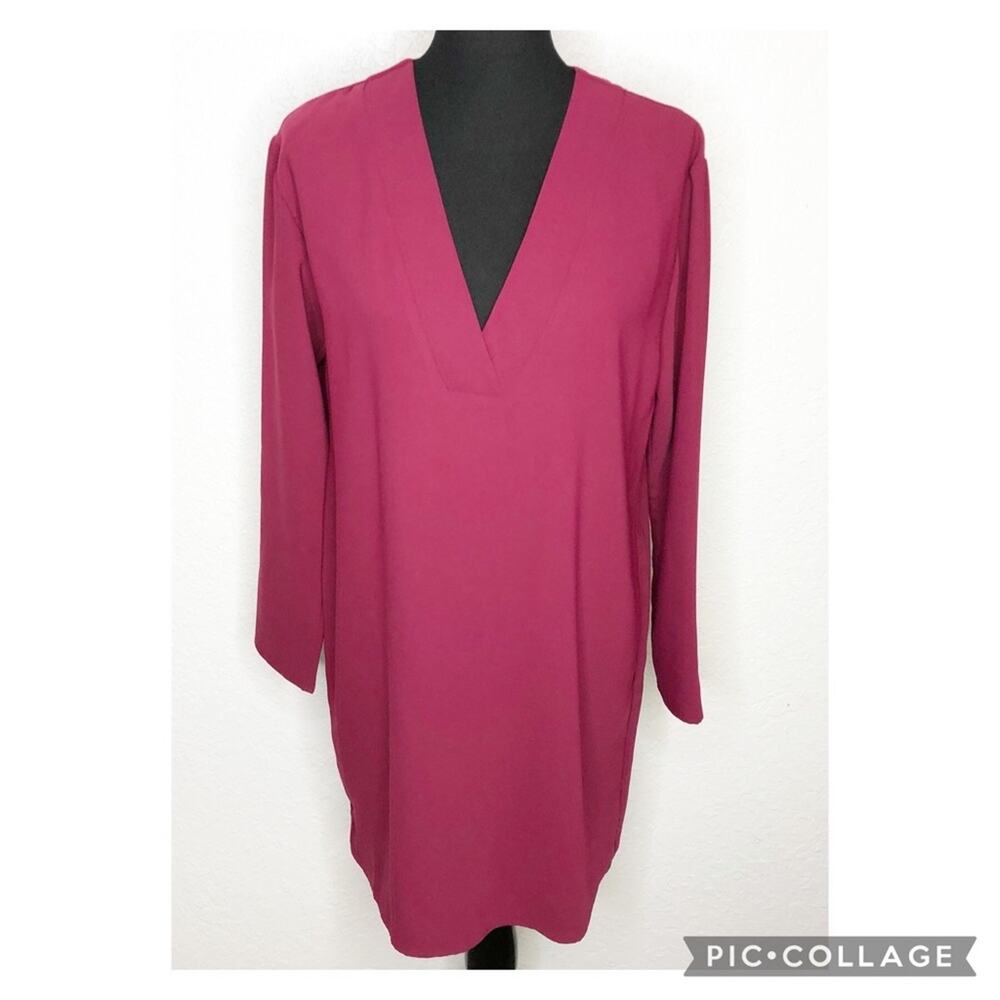 Amanda Uprichard maroon wine v neck shift dress size Medium